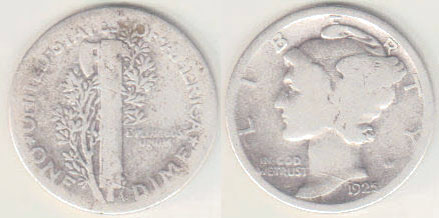 1925 USA silver 10 Cents (Dime) A004613